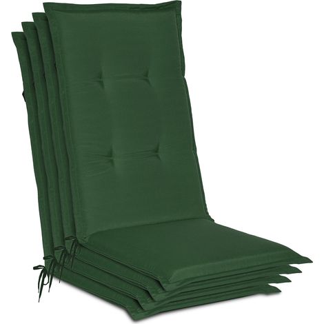 Beautissu 4er Set Hochlehner Auflagen Loft HL 120x50x6cm dunkelgrün