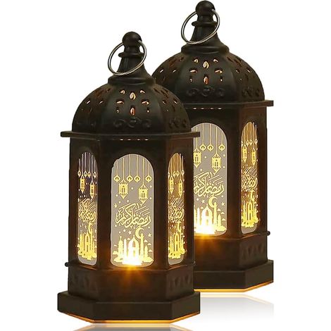 Veilleuse électronique bougie, bougeoir château marocain, noire (1/5)