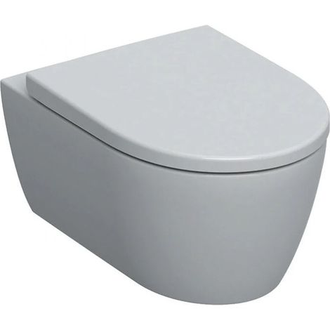 WC à fond creux Geberit iCon Rimfree fermé. Forme avec siège de toilette blanc KT