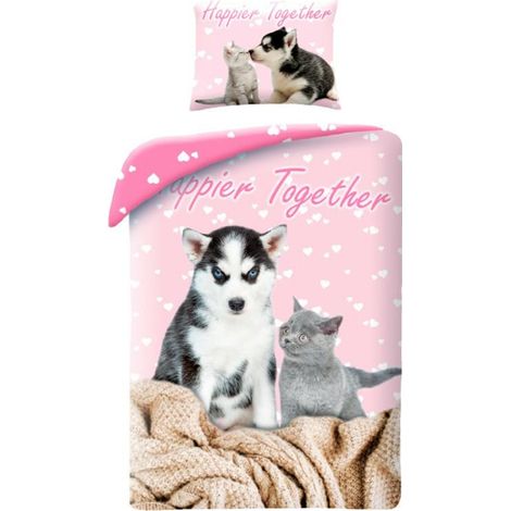 Biancheria da letto 140x200 cotone Husky Kitten (1/3)