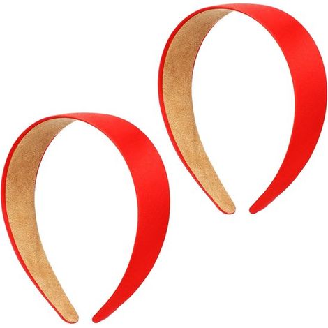 2 diademas rojas, diadema de satén de seda, antideslizante, color liso, accesorios para el cabello de princesa para mujeres y niñas, carnaval, cosplay, bricolaje (1/5)