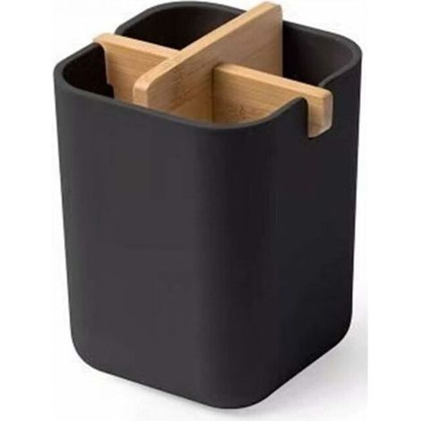 (Black) Bamboo Toothbrush Holder, Naturally Eco-Friendly, Antibacterial Toothbrush Jar for Bathroom, Compact Toothbrush Cup for Easy Storage (1/5)