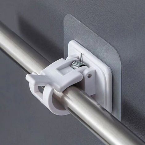 Paquet de 4 supports de tringle à rideau blancs, sans tige de perçage, supports de tringle autocollants transparents Étiquette (1/3)