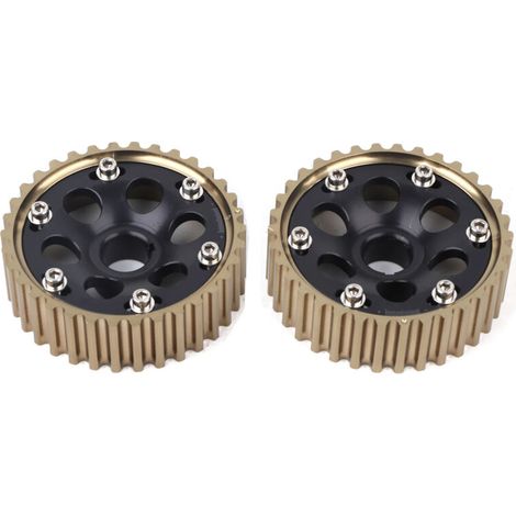 Par de piñones de aluminio para árbol de levas de competición para motores Honda Integra Civic B16A/B16B/B18C, color negro -Crezuo