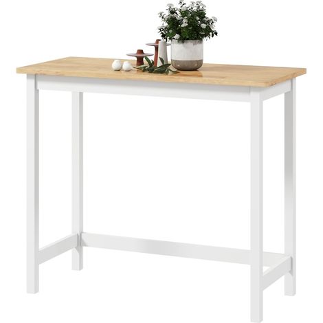 Kompakter Bartisch in Eichenoptik, 108 x 48 x 91 cm, Weiß und Holz (1/3)