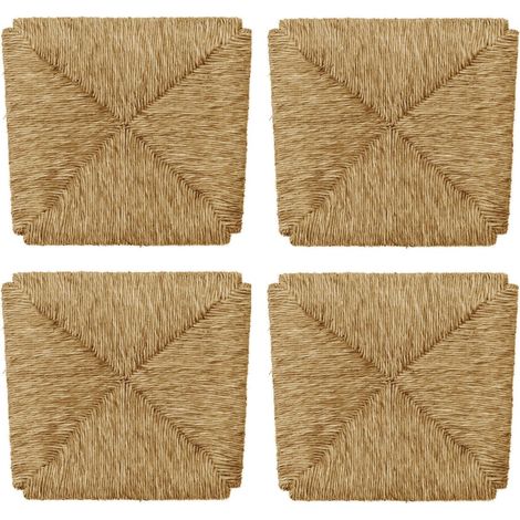 Mediawave Store – Lot de 4 sièges de remplacement en paille de rivière 33,5x38 cm – Compatible chaises Arte Povera – Structure bois massif