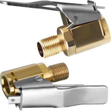 Adaptateur de Valve de Pneu de Voiture, 2pcs Embout de Gonflage Laiton, Clip de tête de Conversion pour valves de Pneu, Compatible (1/5)