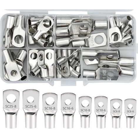 60 PCS Cosses Électrique Trou Boulon en Cuivre Étamé Anneau à Sertir Bornes Lefou (1/5)