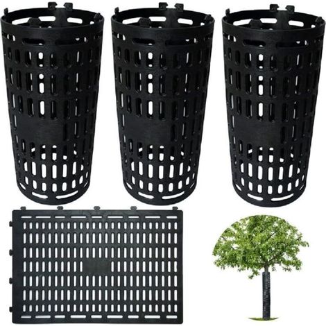 Protection de tronc d'arbre - Raccord ajustable, convient aux jardins, bois, etc. - Lot de 3, noir, 38,1 x 25,4 cm (1/4)