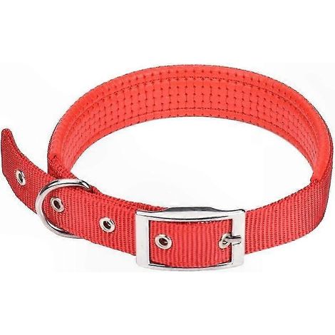 Verstellbares Hundehalsband mit weicher Polsterung, strapazierfähigem Nylon für Komfort und Sicherheit, praktischer Schnalle für kleine und mittelgroße Hunde (Größe S, Rot) (1/5)