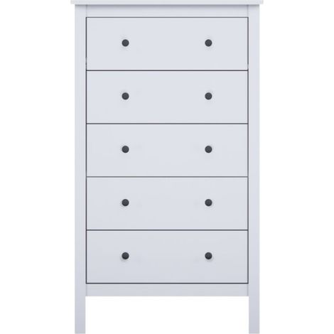 Chiffonnier à 5 tiroirs meuble de rangement coloris blanc - Longueur 76,2 x Hauteur 80,9 x Profondeur 39,5 cm (1/5)