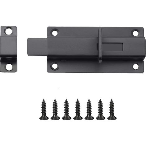 Loquet Porte Verrou de Fermoir avec Vis, 8.5 CM, Noir Verrou Porte Exterieur Loquet Portail en Acier Inoxydable Pratique, pour Portes, Fenêtres, Clôtures (1/5)