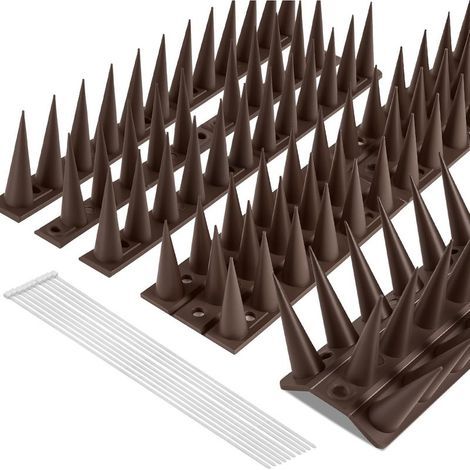 3,15 m lange Taubenabwehrspitzen aus Kunststoff, inklusive 10 Kabelbindern für Dächer, Dachrinnen, Balkone und Terrassen – Braun (1/5)