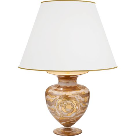 Kolarz ANFORA Lampe de table en tissu avec abat-jour conique rond or 24 carats (1/2)
