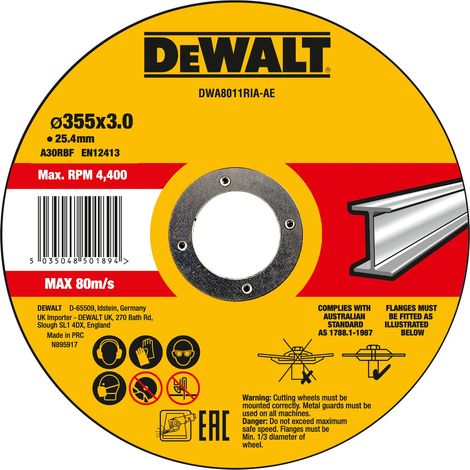 Disco para sierra tronzadora para metal, 355 x 3 x 25.4 mm DeWalt DWA8011RIA-AE