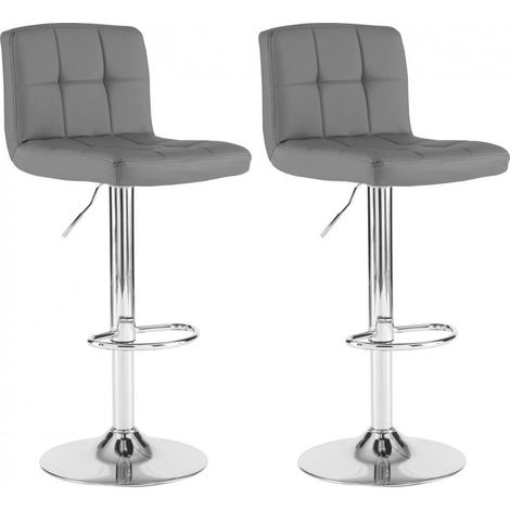Neo 2x Dark Grey Faux Leather Cuban Swivel Bar Stools (1/5)