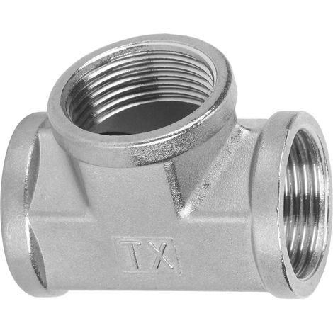 Raccord en T en acier inoxydable 304, filetage interne, pour tuyauterie d'eau, raccords de plomberie, connecteur femelle 3/4" x 3/4" x 3/4". (1/5)