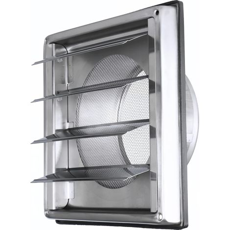 Grilles d'aération 2 en 1 en acier inoxydable (100 mm de diamètre) – Lames réglables et moustiquaire – Conviennent aux hottes de cuisine et aux systèmes de ventilation mécanique centralisée (VMC) (1/5)
