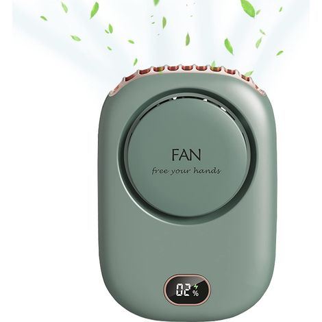 Mini ventilateur brumisateur silencieux et rechargeable, portable, 3 vitesses, avec mousqueton pour la maison, le bureau et les voyages (vert) (1/4)