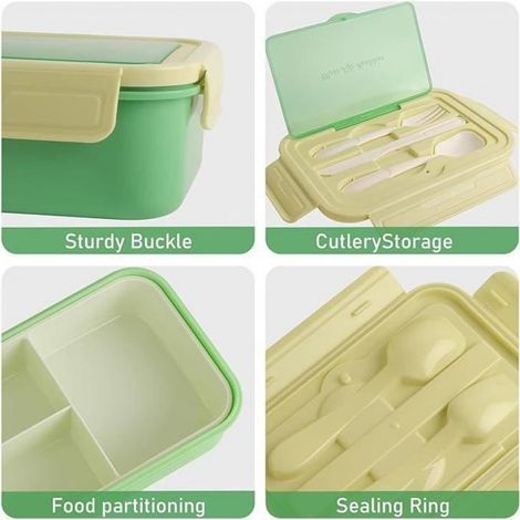 Boîte Bento - Hermetique - 17 Pièces - Avec Sac Isolant Et Tasse À Soupe - Bleu (1/4)
