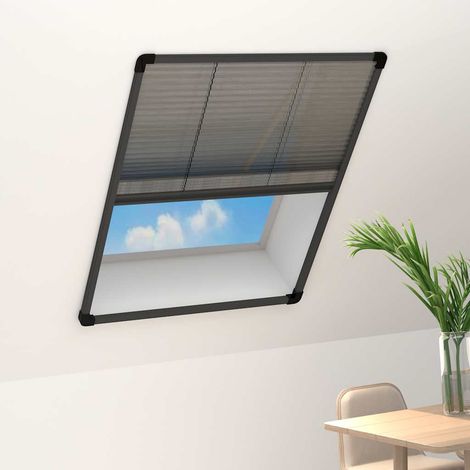 Moustiquaire plissée pour fenêtre de toit en aluminium anthracite 80 x 100 cm - PANGIVO (1/5)