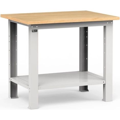banco da lavoro garage fisso fami "work" in legno di faggio e lamiera grigio chiaro 102,4x75x88,2 cm
