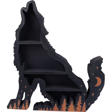 Wolf-Holz-Kristall-Display-Regal, klassisches mehrschichtiges dekoratives Kristall-Regal für Zuhause, Schlafzimmer, Wohnzimmer, Wolf Right (1/5)