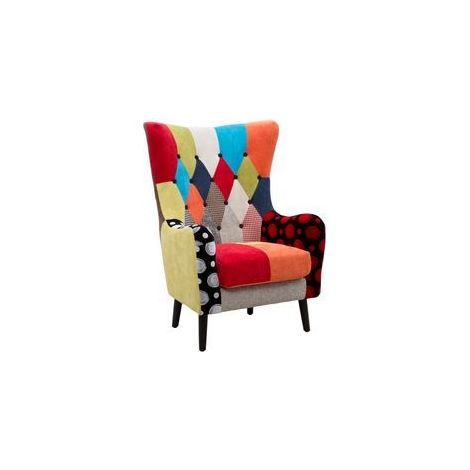 Fauteuil Imperial patchwork design original bois (1/5)