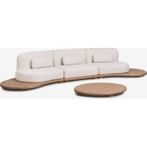 SKLUM Garten-Set mit geradem 3-teiligen Modulsofa und ovalem Couchtisch 120x95 cm aus Akazienholz Gerard Helles Akazienbraun (1/5)