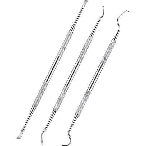 Détartreur et grattoir dentaire pour chien. 3 pièces. en acier inoxydable. à double tête. pour éliminer le tartre. outils de nettoyage des dents pour animaux de compagnie. pour chien et chat (argent) (1/4)