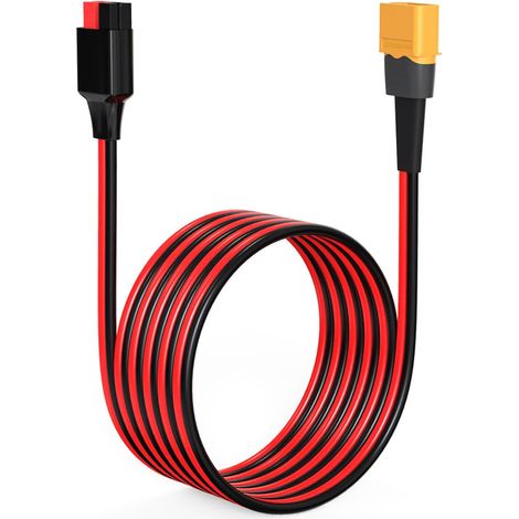Adaptateur XT60 Anderson, câble connecteur XT60 mâle 12 AWG pour batterie télécommande centrale d'énergie solaire portable et panneau solaire (1,8 m) (1/5)