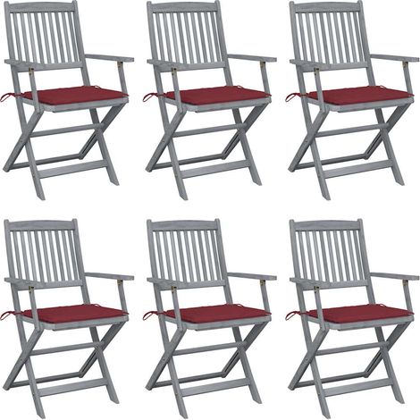 Klappbare Gartenstühle 6 Stk. mit Sitzkissen Massivholz Akazie