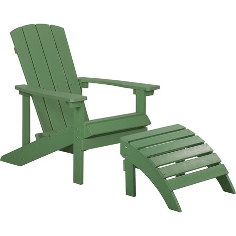 Moderna Sedia per Esterno da Giardino in PVC con Poggiapiedi Verde Adirondack (1/5)