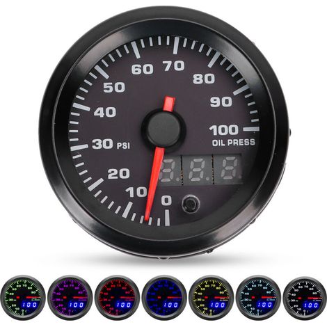 12V 2-inch 0-100PSI Oil Pressure Gauge, 7-Color LED Display with Universal Car Sensor (1/5)