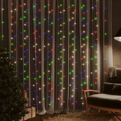vidaXL Rideaux lumineux à LED 3x3 m 300 LED Multicolore 8 fonctions
