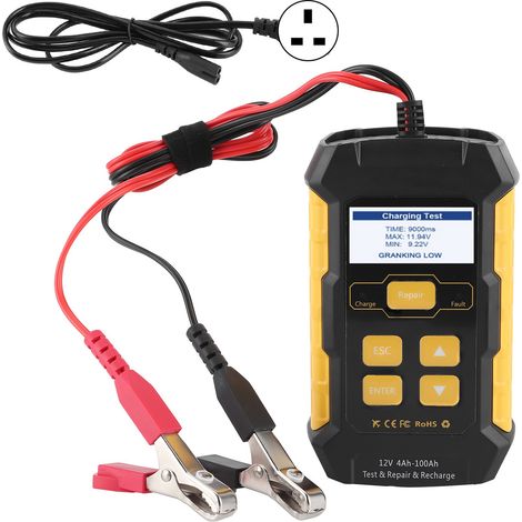 Testeur de batterie voiture Chargeur Maintien Analyseur de charge Système de démarrage et recharge Outil diagnostic Fiche UK 110‑250V (1/5)