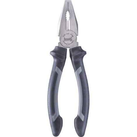 Pince combinée en 180 mm, avec manche à 2 composants avec protection de la main,longue durée de vie,en acier CV,finition satinée,avec tranchants trempés,zone de préhension,conforme à DIN ISO 5747 (1/4)