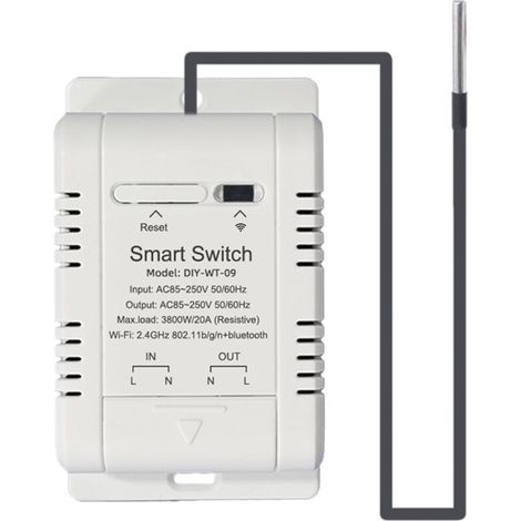 Interruptor inteligente WiFi EweLink con control de temperatura mediante aplicación, estadísticas y automatización IFTTT.