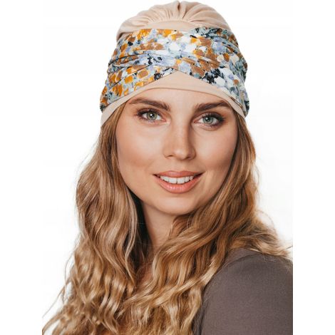 Turbante primaverile da donna Lena 138-442, sciarpa morbida adatta anche dopo la chemioterapia (1/5)