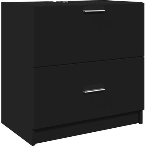 Armoire de lavabo noire gain de place 59 x 37 x 59 cm design moderne en bois d'ingénierie noir