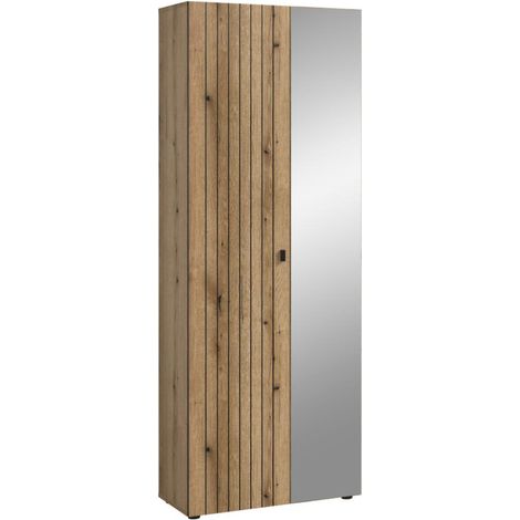 Station Kleiderschrank 1 Tür, 1 Spiegeltür Eiche Dekor.