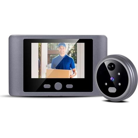 Sonnette Peephole Écran LCD Visionneuse de Porte Intelligente Caméra Détection de Mouvement PIR Grand Vision Nocturne Sonnette de Porte(Pas de carte) (1/4)
