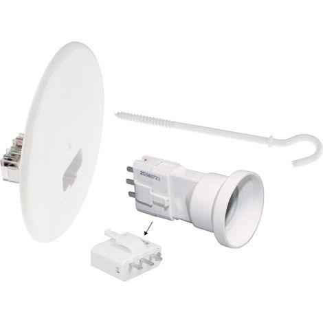 Eur Ohm – Kit couvercle DCL Ø120mm – Piton blanc 100mm – Fiche/douille DCL E27 – Montage rapide et adaptable – Certifié NF EN 61995-1, -2