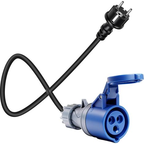 CEE-Steckeradapterkabel 16 A, 250 V, 50 cm  Camping-Steckeradapter für Wohnwagen IP44 mit Schutzkappe, Schuko-Stecker Campingzubehör (1/5)