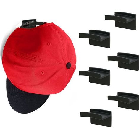 Gancho de pared autoadhesivo negro para gorras y sombreros (paquete de 10) (1/5)