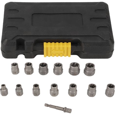 14PCS Extracteur d'Écrous Acier Chrome-Molybdène Trempé 3/8in Démontage pour Chantier (1/5)