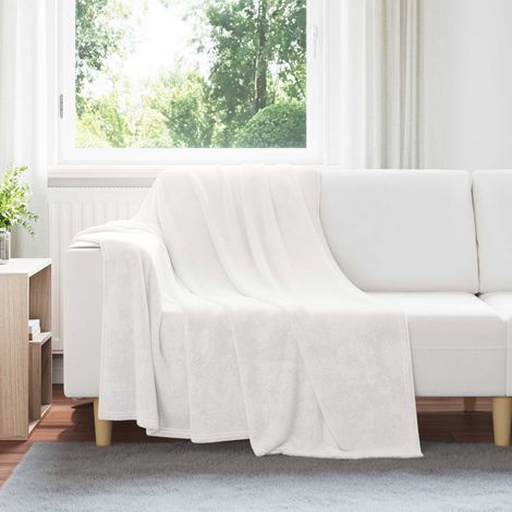 Überwurfdecke Weiß 150 x 200 cm Fleece