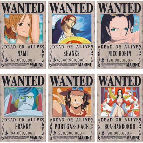Affiches de récompense de recherche d'anime (28,5 x 19,5 cm) - Décoration murale autocollante à suspendre au mur ou à la porte (1/5)