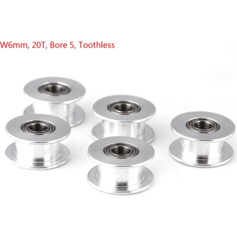 5 poulies de distribution en aluminium 2GT pour imprimante 3D (largeur 6 mm, 20 dents, alésage 5, sans dents) (1/5)