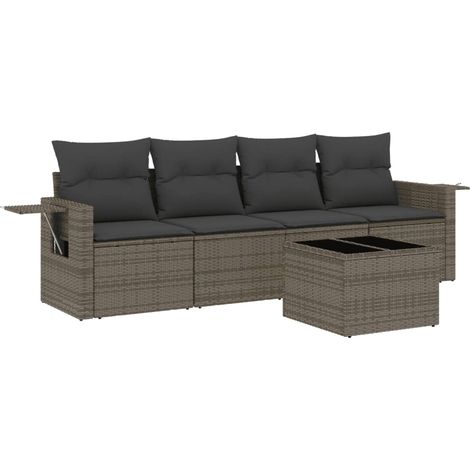 Maison Exclusive - 5-tlg. Garten-Sofagarnitur mit Kissen Grau Pol